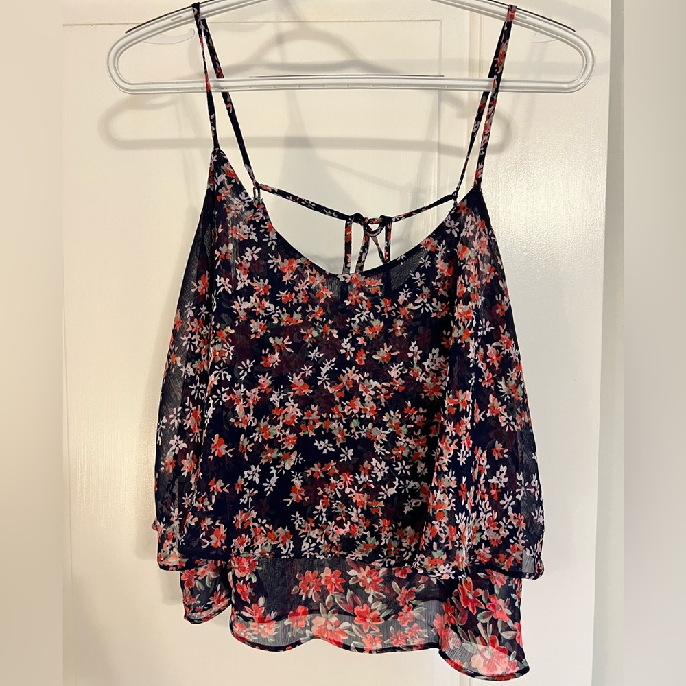 Express Navy Floral Crop Top